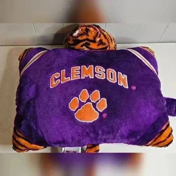Clemson Tiger Pillow Pet Purple Orange 18" - Picture 1 of 7